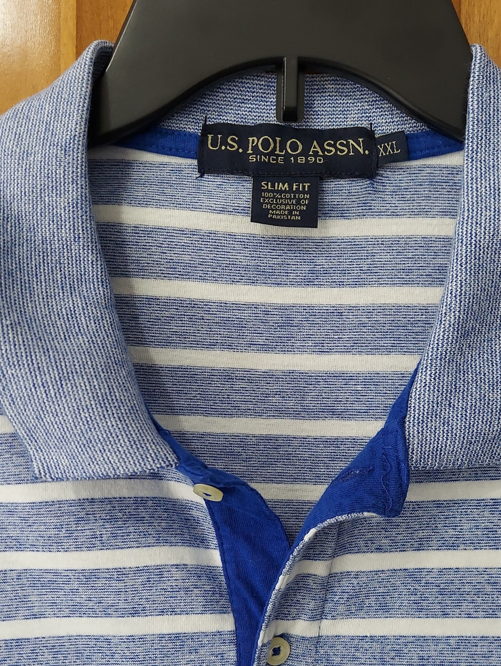 U.S. Polo Assn. Royal Blue and White Striped Polo XXL Shirt, Slim Fit, Like New